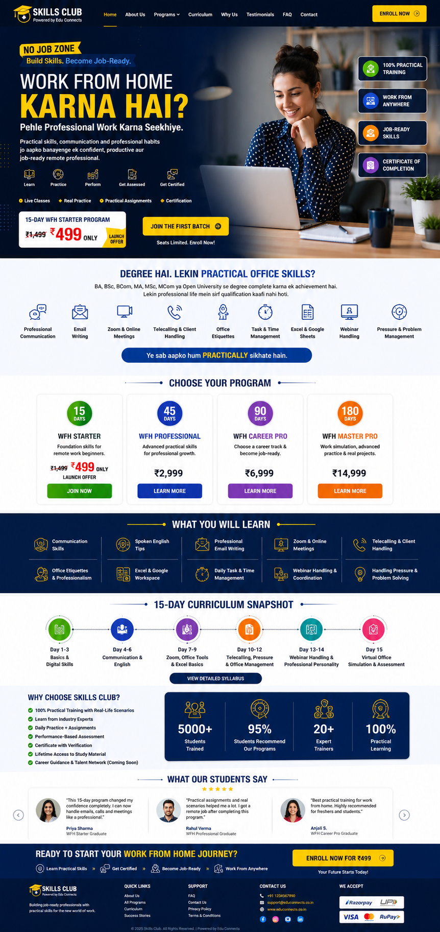 Skills Club Work From Home training